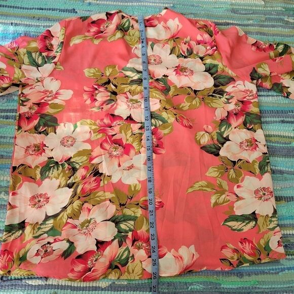 Iman   Ladies Pink Multicolor Floral Wrap Blouse, sz Large - Picture 9 of 14